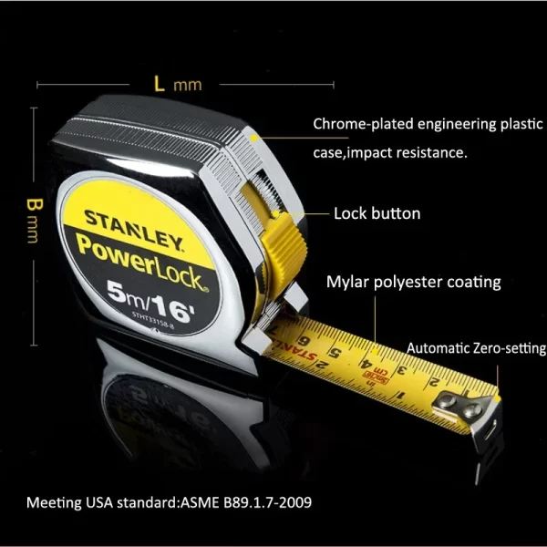 STANLEY POWERLOCK Tape Measure Imperial/Metric 10ft/16ft/26ft (3m/5m/8m) - Image 2