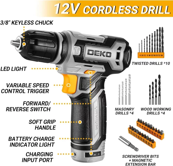 WORK IT Tool Kit with 12v Cordless Drill (yellow) - Image 3